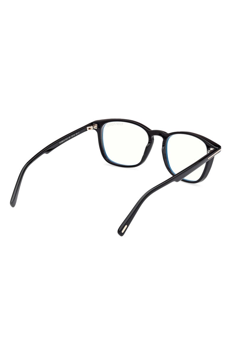 TOM FORD 52mm Square Optical Glasses, Alternate, color, Black Eco / T Logo