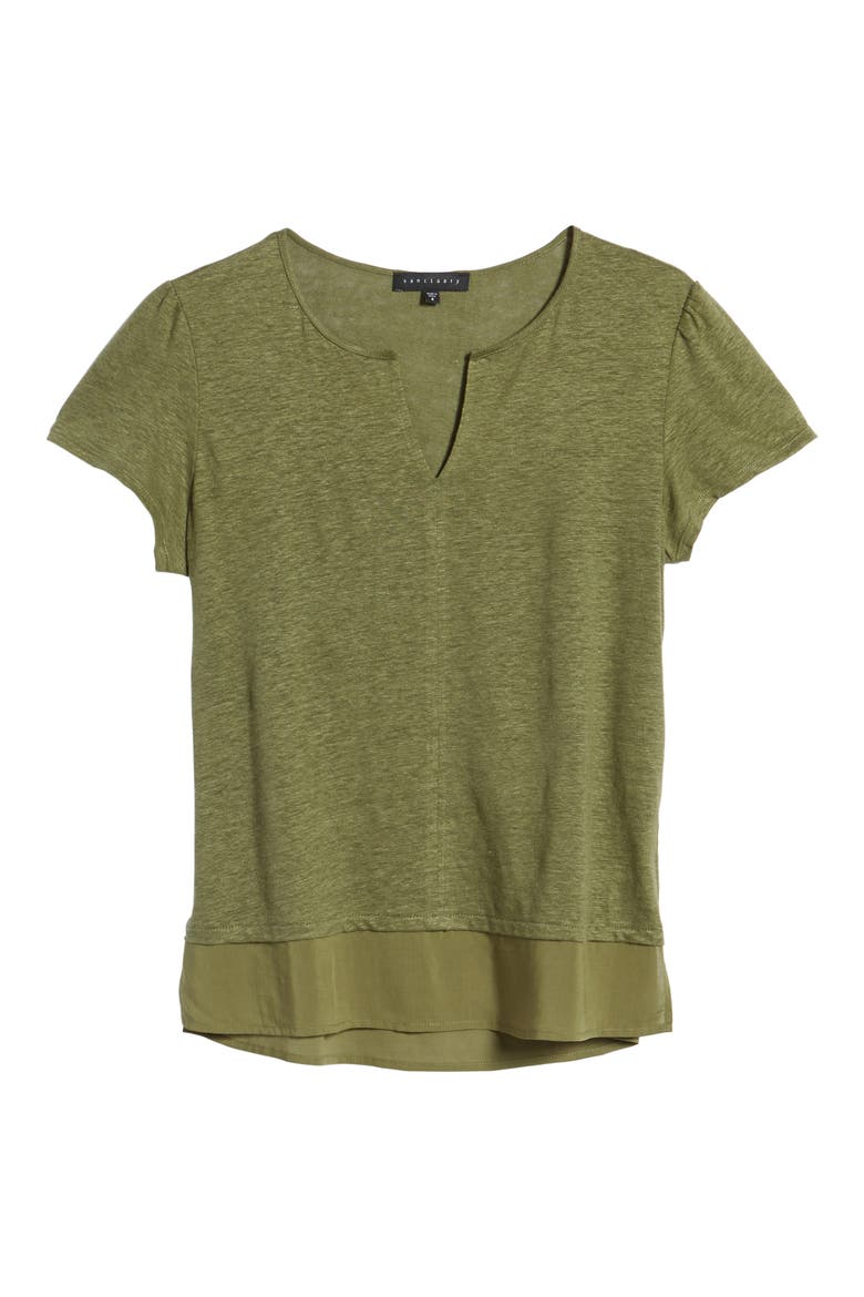 Uptown Tiered Hem Linen Tee, Alternate, color, CADET