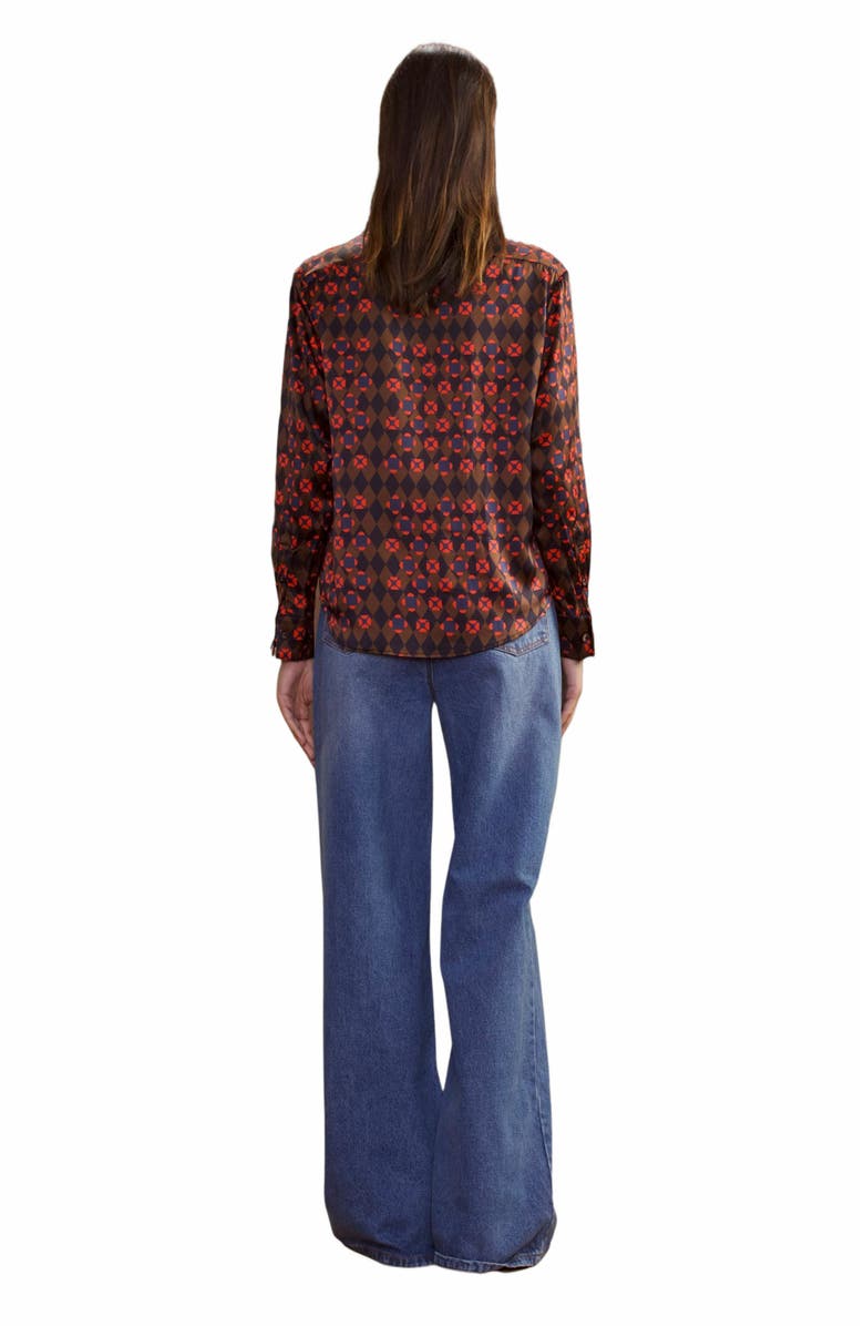 Cynthia Rowley Collectible Silk Shirt, Alternate, color, Geo Black/Red Combo