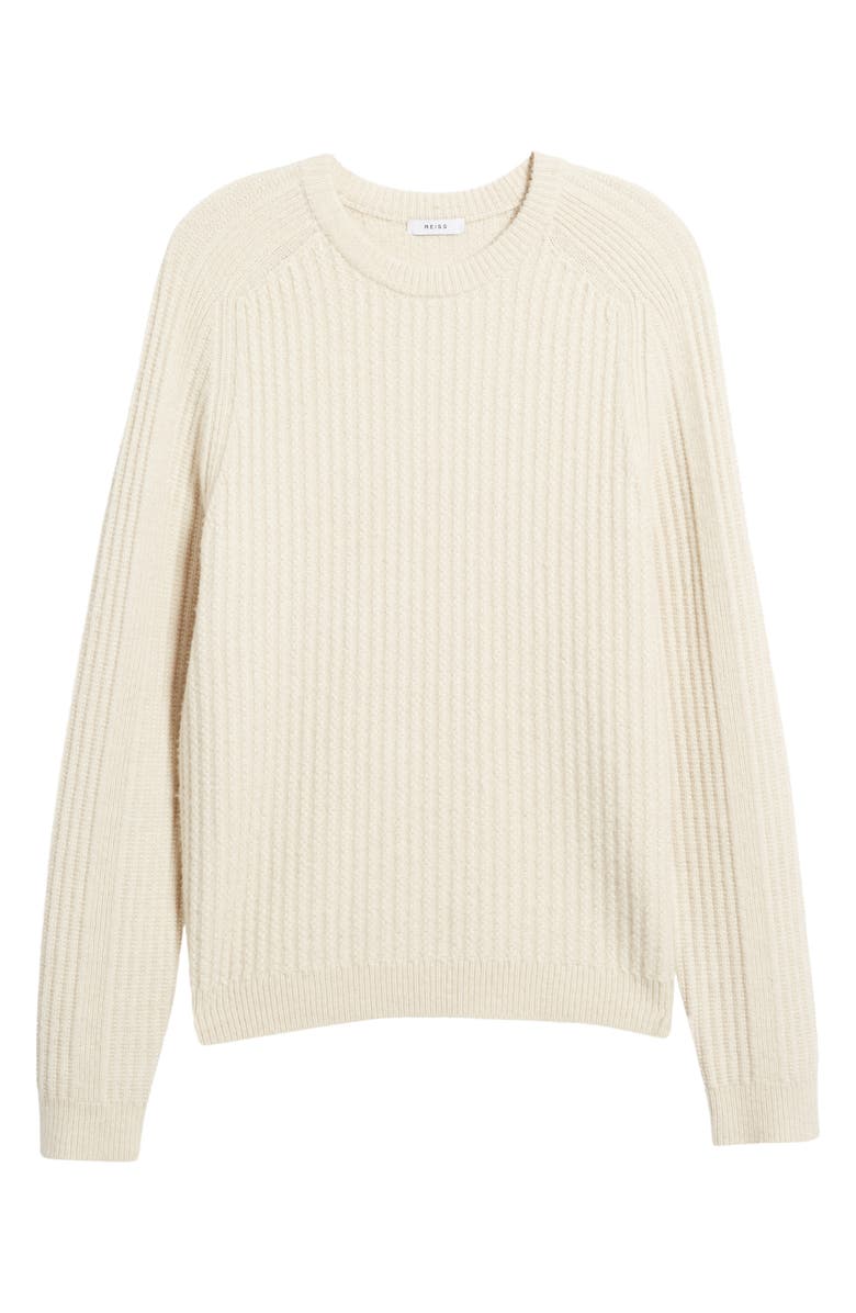 Reiss Millerson Textured Wool & Cotton Blend Crewneck Sweater, Alternate, color,