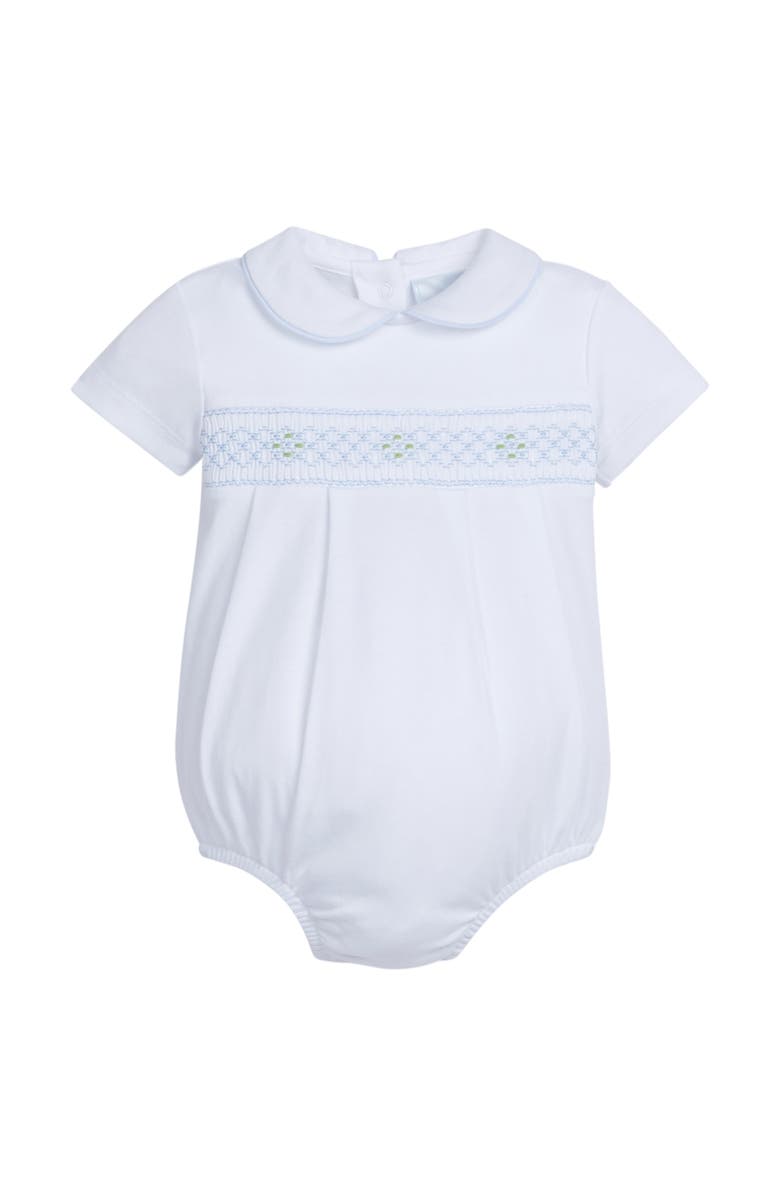 Little English Kids' Smocked Peter Pan Bubble, Main, color, Blue Geo