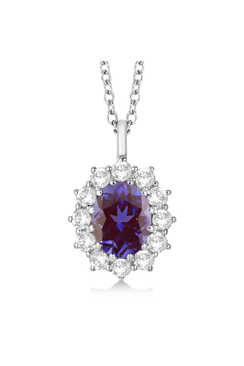 Oval Lab Alexandrite and Diamond Pendant Necklace 14k, Main, color, 3.60ct/White Gold