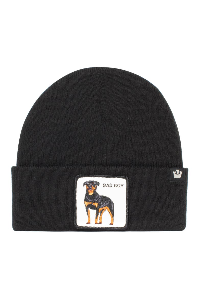 Naughty Hawty Knit Beanie, Main, color, BLACK