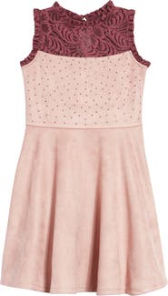 Ava & Yelly Kids' Sleeveless Lace Skater Dress