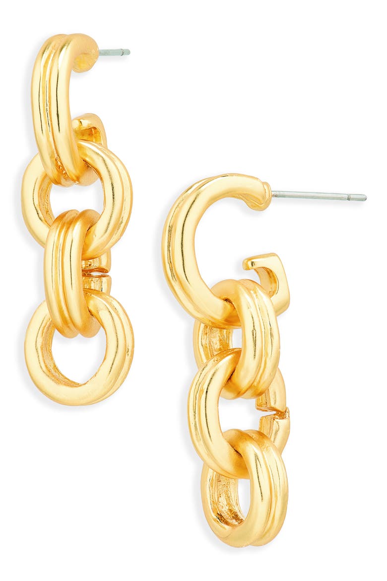 Rounded Chain Drop Earrings, Main, color, GOLD