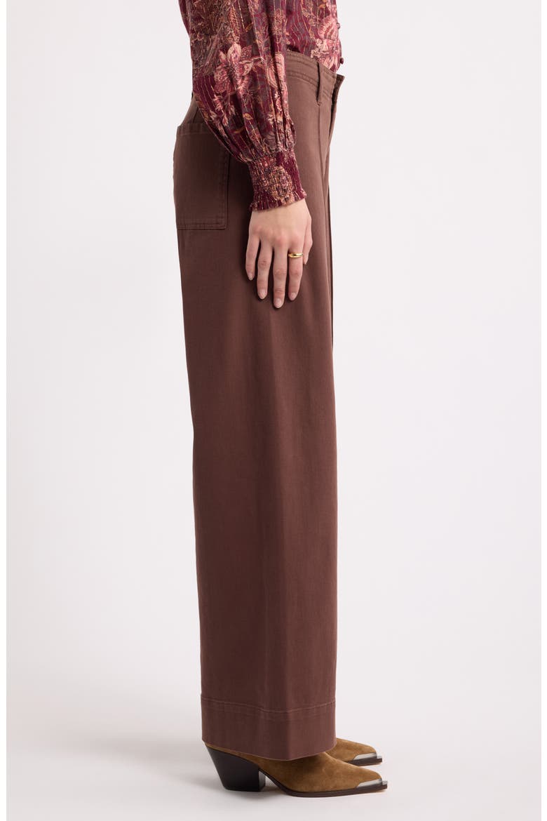 High Waist Wide Leg Twill Pants, Alternate, color, BROWN CHICORY
