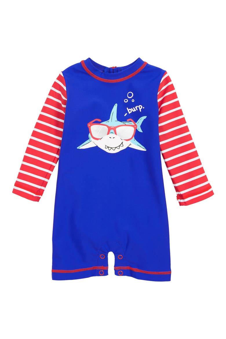 Cool Shark One-Piece Rashguard Swimsuit, Main, color, BLUE