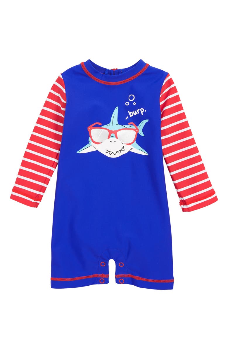Hatley Cool Shark One-Piece Rashguard Swimsuit, Main, color, 