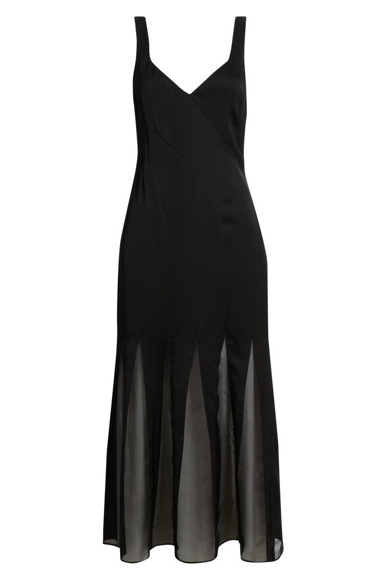 Sleeveless Godet Maxi Dress, Alternate, color, BLACK