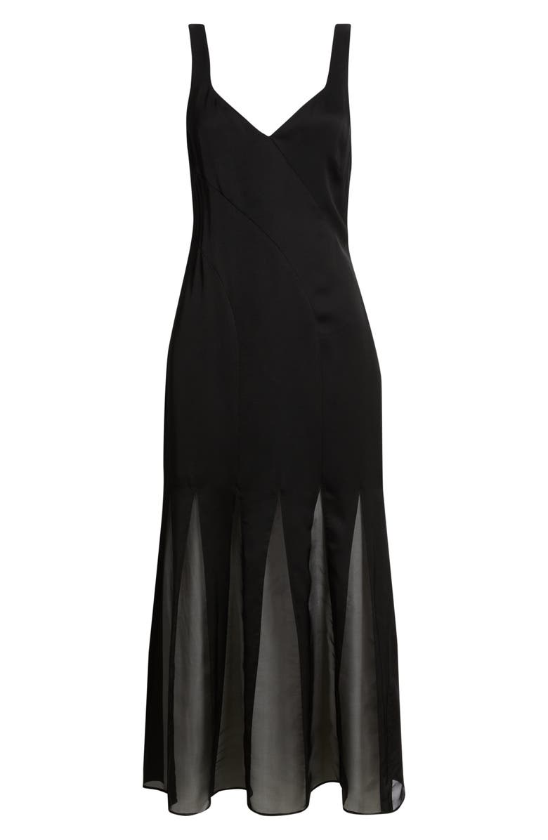 BOSS Sleeveless Godet Maxi Dress, Alternate, color, Black