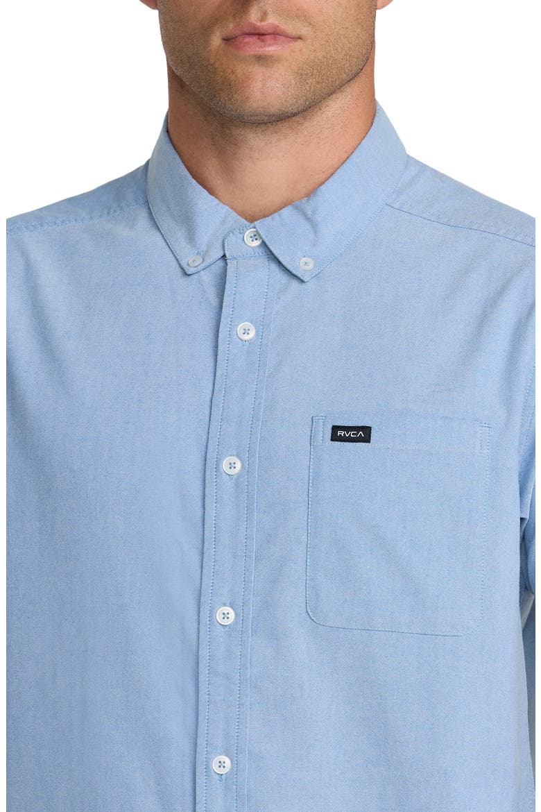 That'll Do Slim Fit Solid Short Sleeve Button-Down Shirt, Alternate, color, OXFORD BLUE NEW
