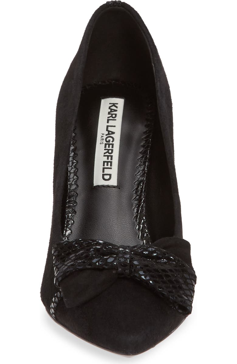 KARL LAGERFELD PARIS Bow Pointed Toe Pump, Alternate, color,