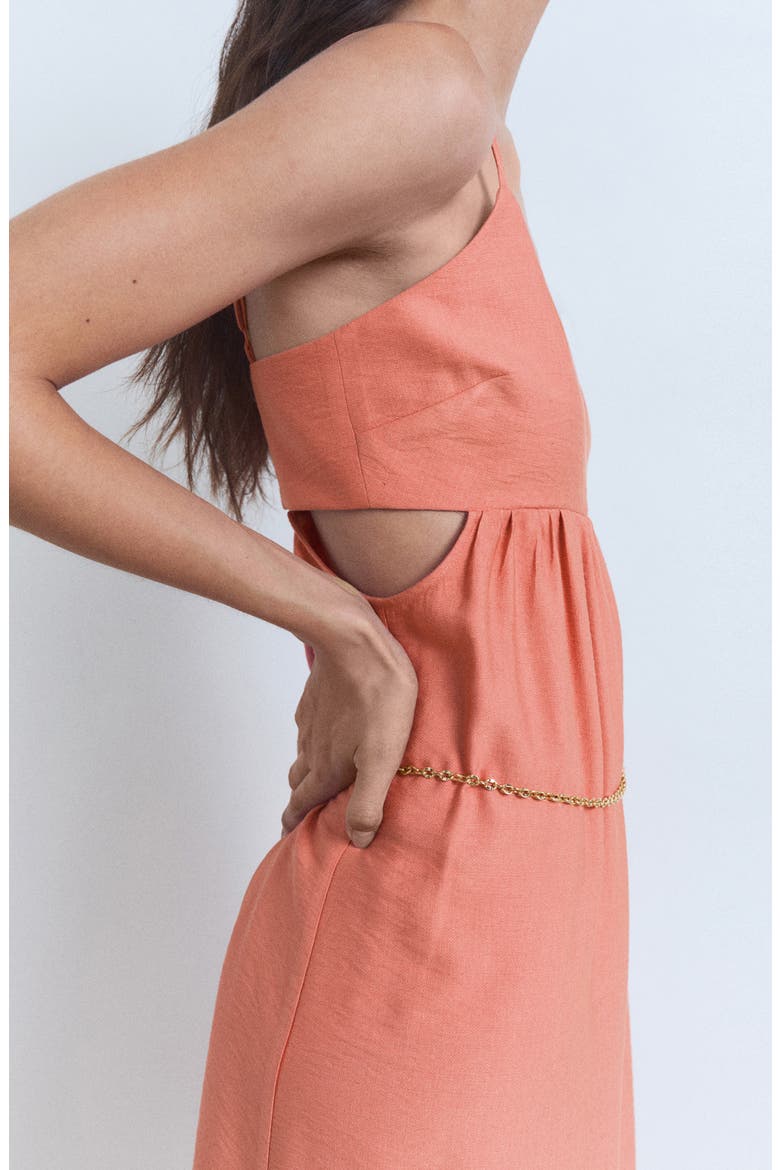 Cutout Midi Dress, Alternate, color, CORAL RED