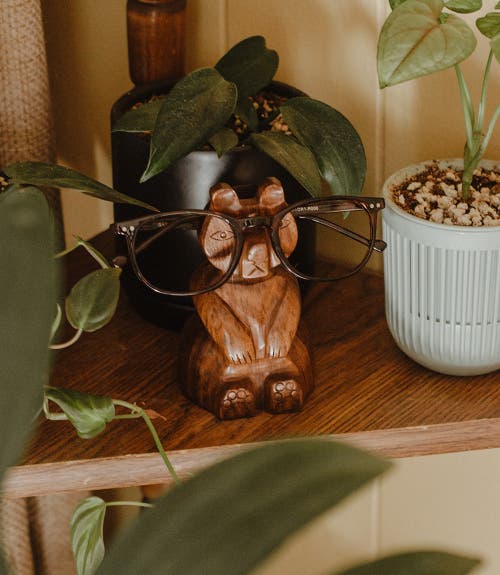 Matr Boomie Bear Eyeglasses Holder Stand In Brown