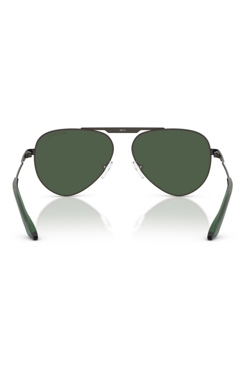 58mm Aviator Sunglasses, Alternate, color, MATTE GREY / DARK GREEN