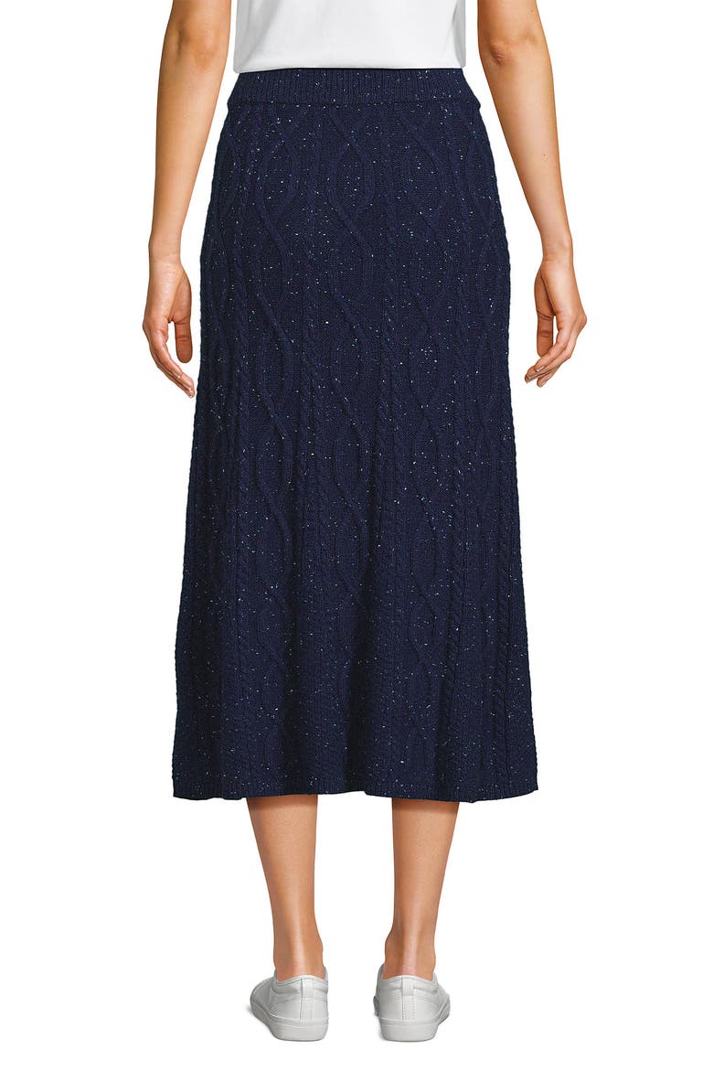 Cozy Lofty Cable Fluted Midi Sweater Skirt, Alternate, color, Deep Sea Navy Icy Donegal