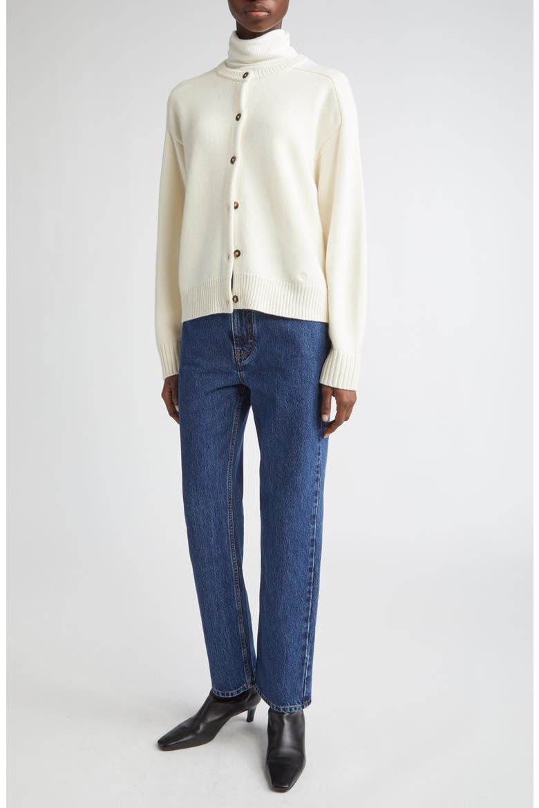 Aidar Crop Wool & Cashmere Crewneck Cardigan, Alternate, color, IVORY