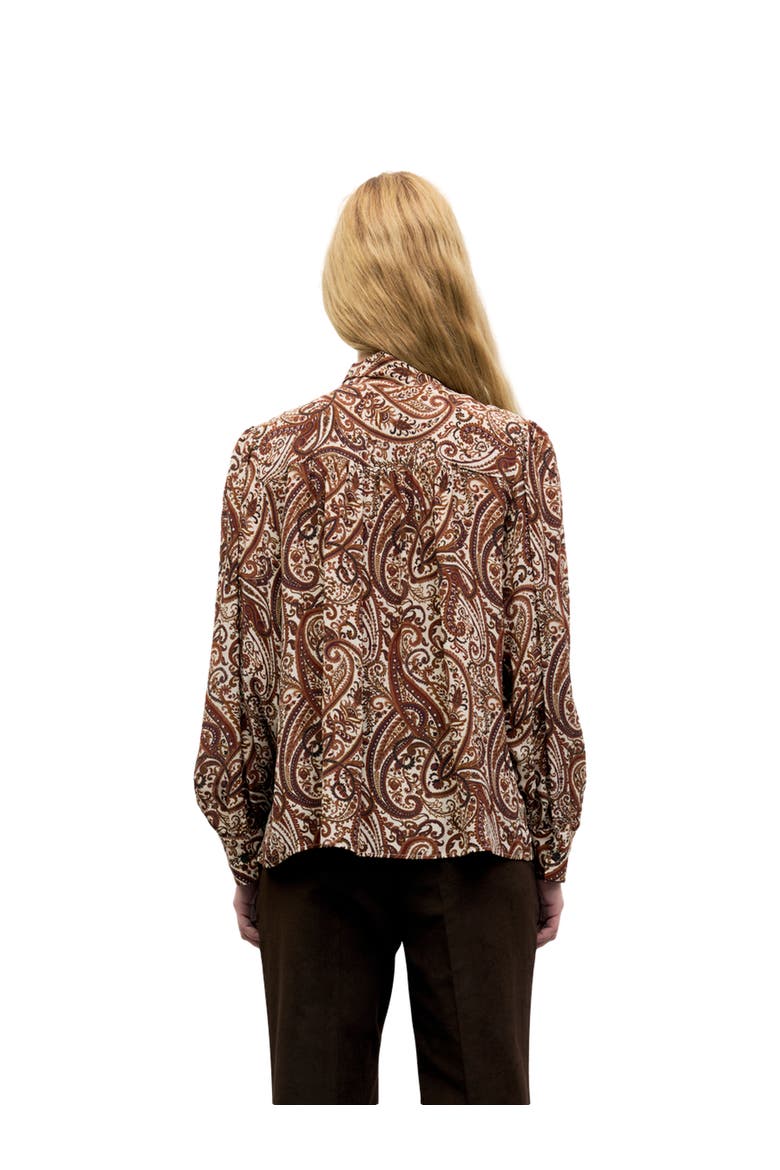 Lisie Tie Neck Paisley Shirt, Alternate, color, Caramel