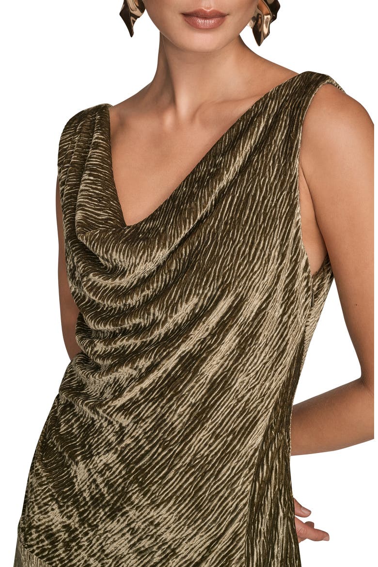 Cowl Neck Sleeveless Velvet Midi Cocktail Dress, Alternate, color, ANTIQUE GREEN