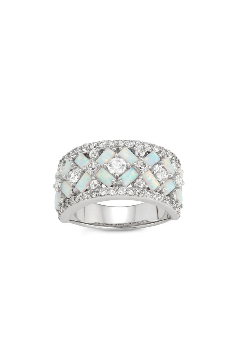 Sterling Silver Lab Grown Opal & White Sapphire Ring, Main, color, OPAL