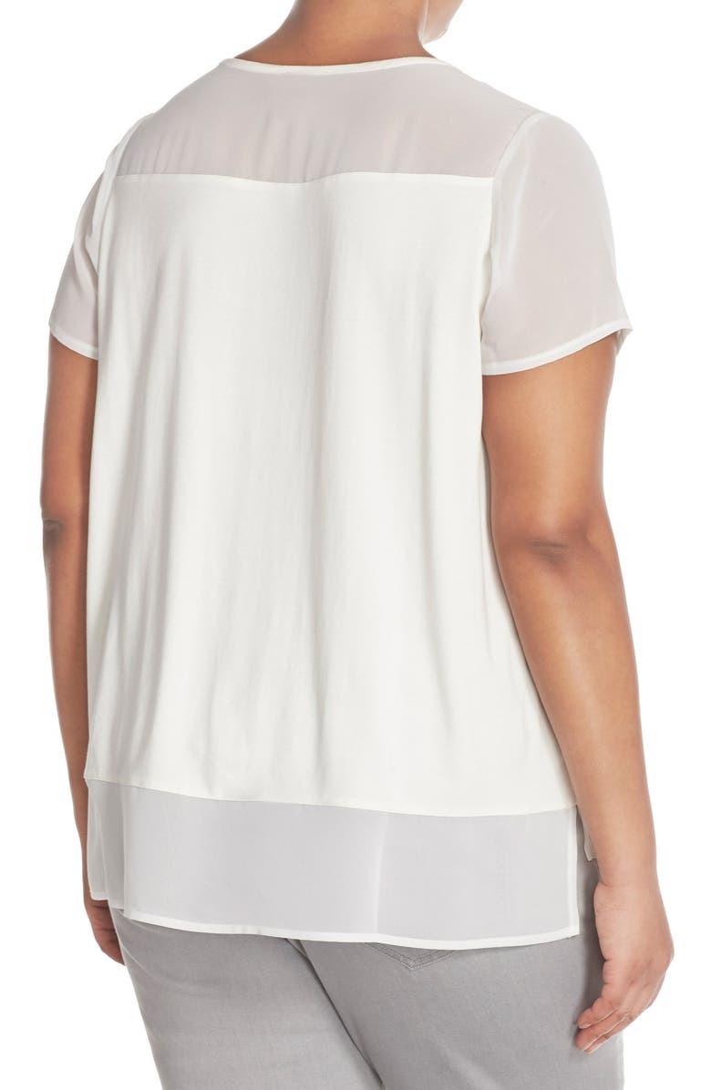 Vince Camuto Chiffon Inset Knit Top, Alternate, color,