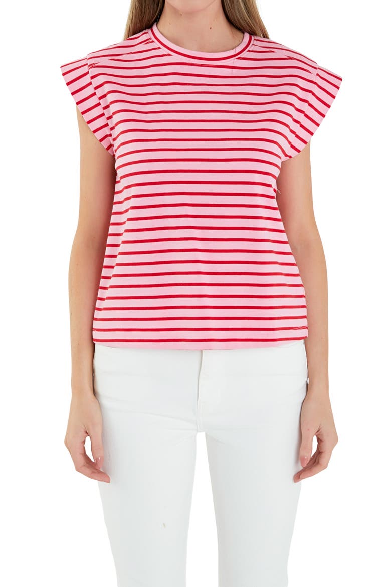 Stripe Cotton T-Shirt, Alternate, color, PINK/ RED