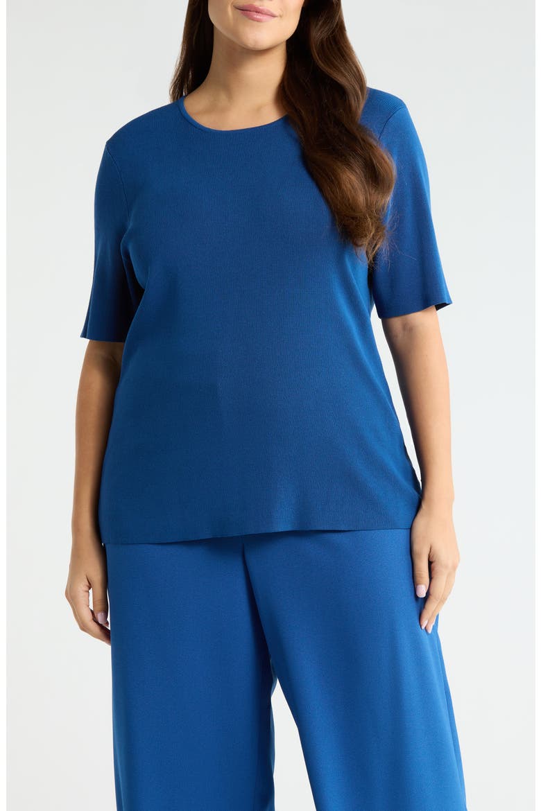 Short Sleeve Sweater, Main, color, RIVERSIDE BLUE