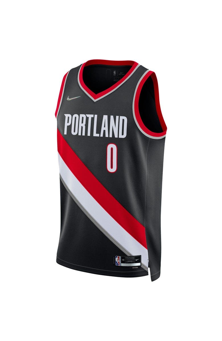 Nike Men's Nike Damian Lillard Black Portland Trail Blazers 2021/22 Diamond Swingman Jersey - Icon Edition, Alternate, color,