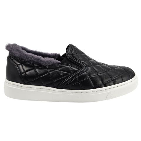 Quilted Leather Shearling Slip on Sneaker