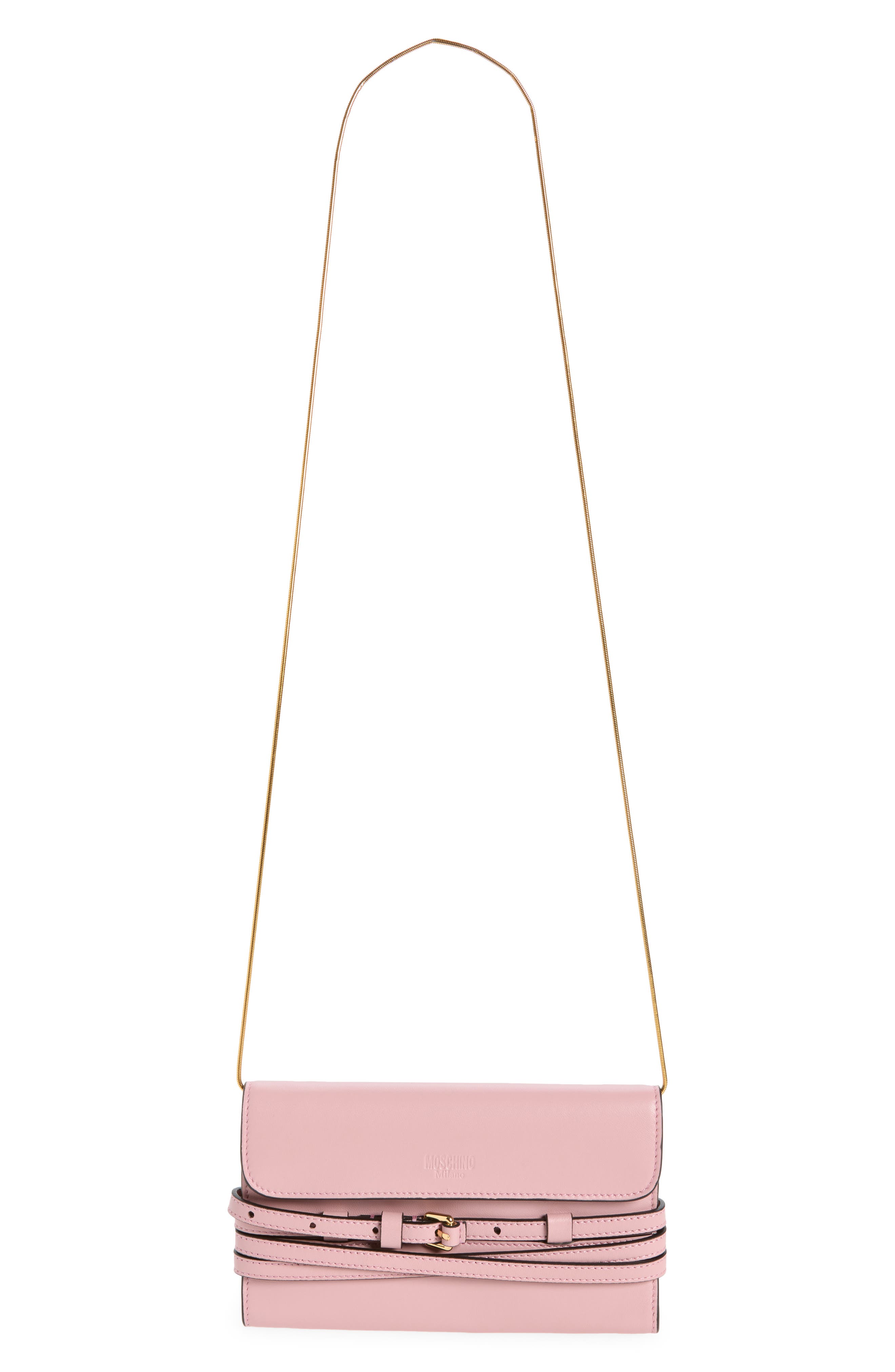 Soft Leather Wallet on a Chain, Alternate, color, PINK