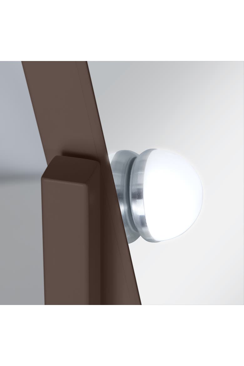 Scalloped Edge Hollywood LED Vanity Mirror, Alternate, color, Chocolate