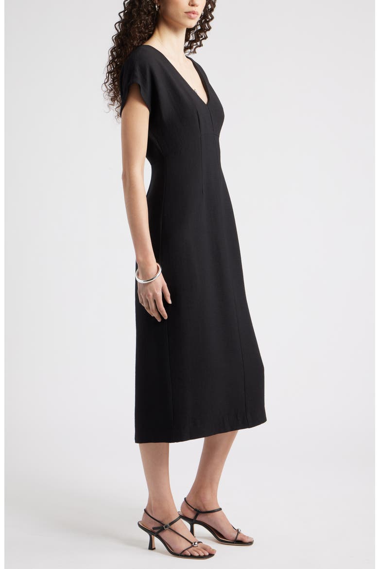 Textured Sheath Midi Dress, Alternate, color, BLACK