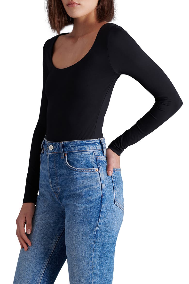 Yura Scoop Neck Bodysuit, Alternate, color, BLACK
