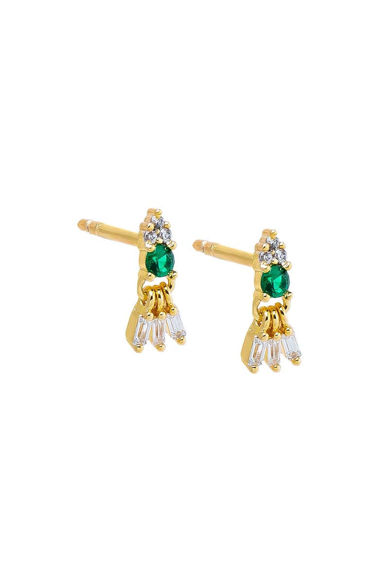 BY ADINA EDEN Colred CZ Shaker Baguette Stud Earring, Main, color, Gold