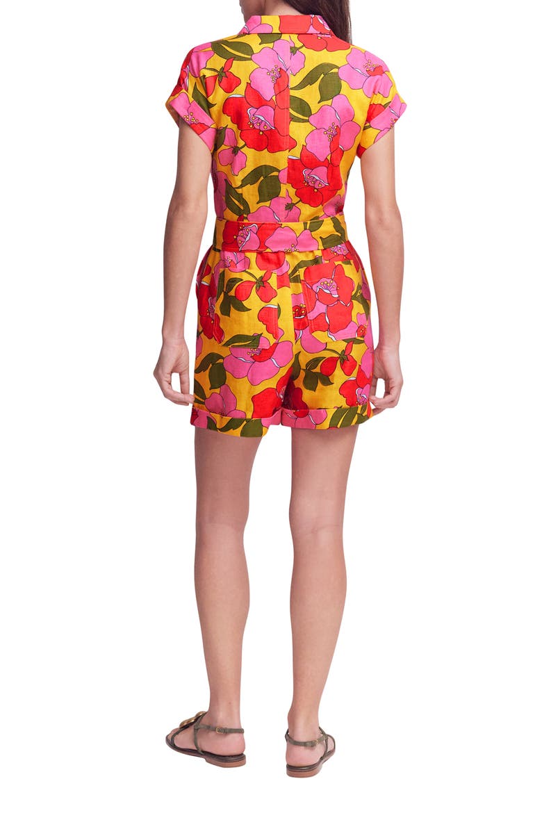 Kay Floral Linen Playsuit, Alternate, color, YELLOW RADIANT BLOOM
