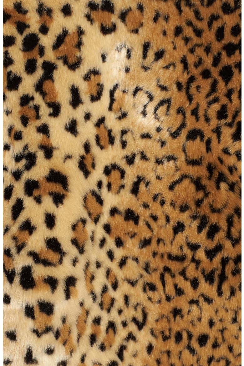 Faux Fur Leopard Jacket, Alternate, color, BEIGE/ BLACK