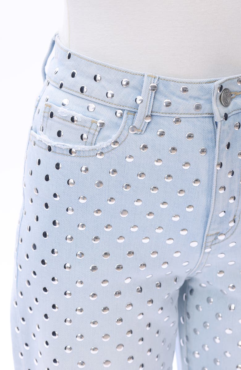 Bayeas Studded High Waist Straight Leg Jeans, Alternate, color, Light Blue