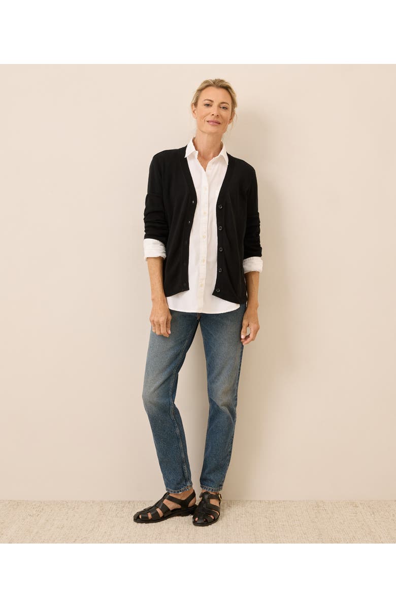 Pact Organic Classic Fine Knit V-Neck Cardigan, Alternate, color, Black