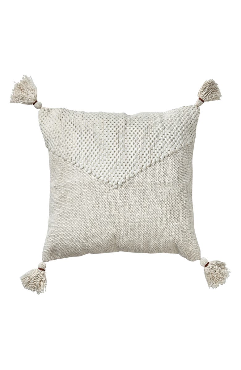 tag Cottage Handwoven White Cotton Throw Pillow Machine Washable, Main, color, 