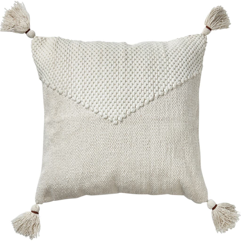 Tag Cote Handwoven White Cotton Throw Pillow 20x20 Machine Washable Everyday Comfort