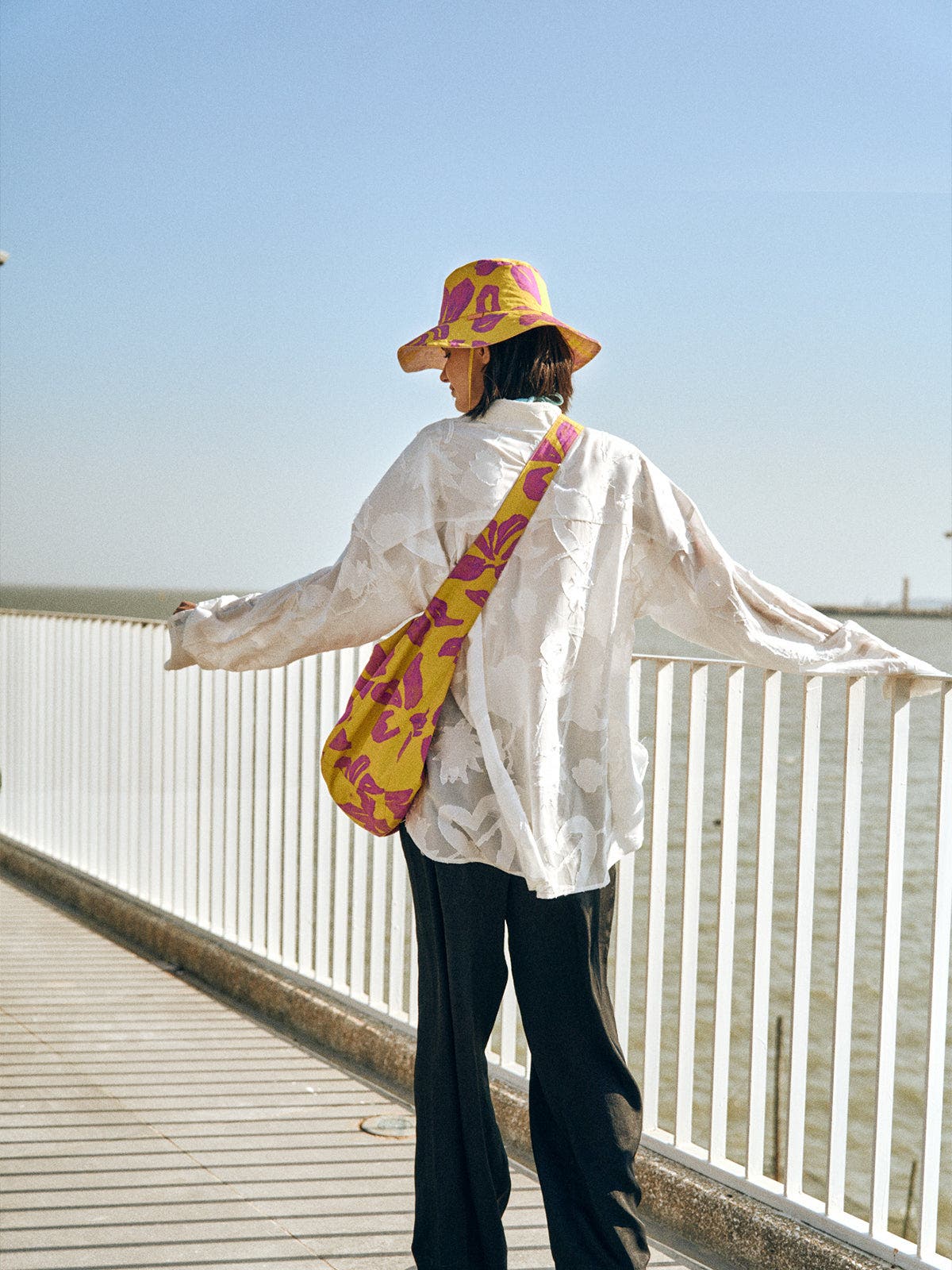 Lost Pattern NYC "Tropical Bliss" Hobo Crossbody Bag, Alternate, color, Golden Hour