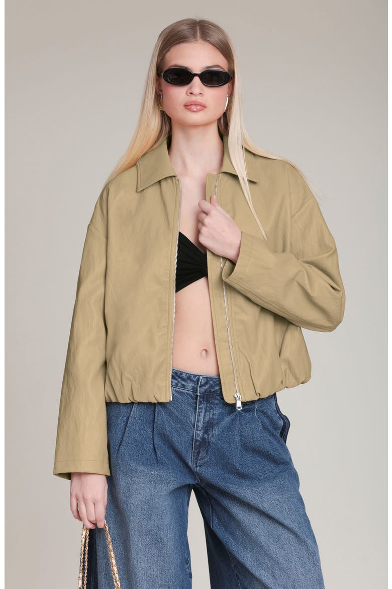 Faux-Ever Leather™ Minimalist Bomber Jacket, Alternate, color, OCHRE
