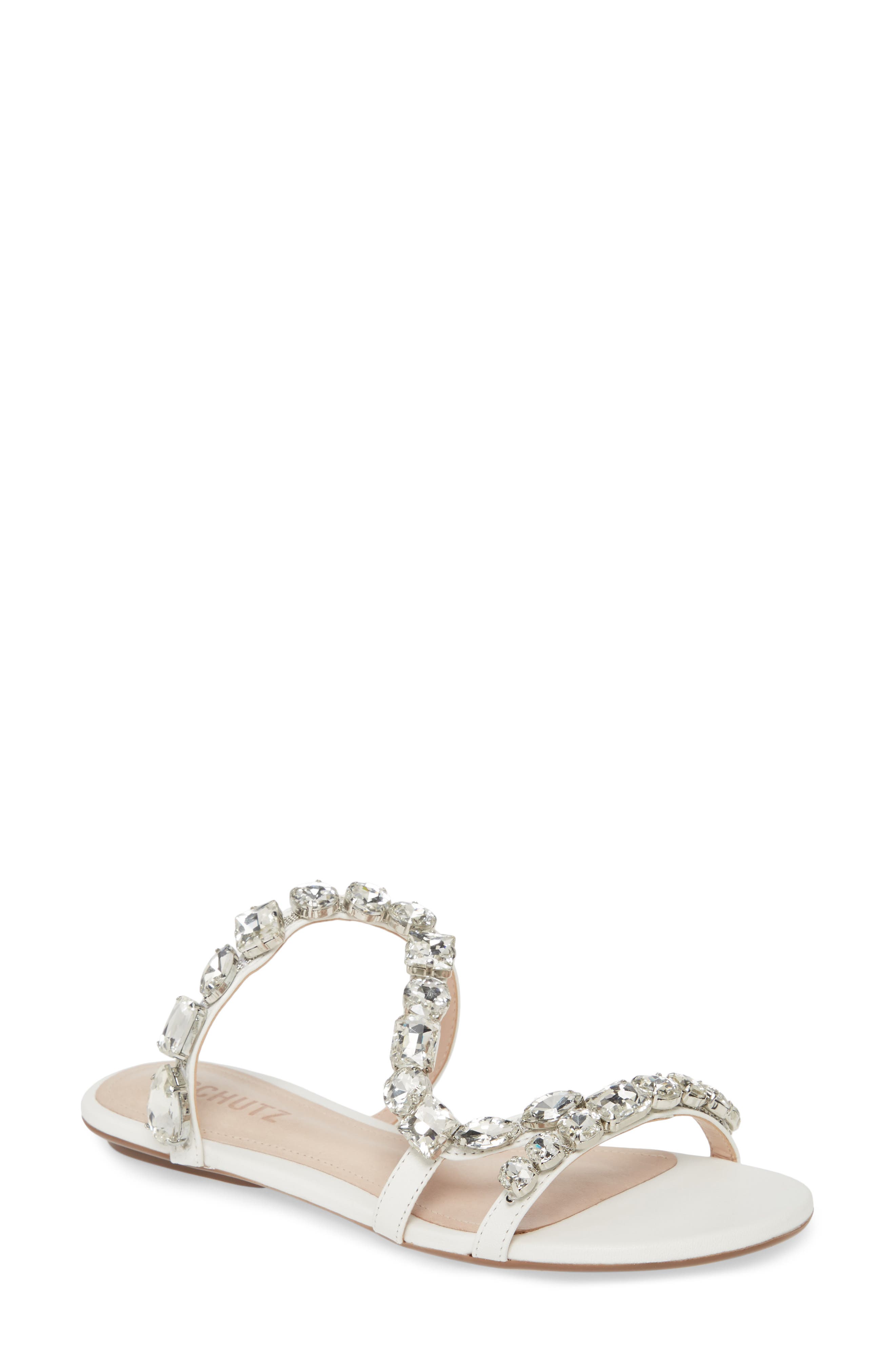 Potira Slide Sandal, Main, color, WHITE LEATHER