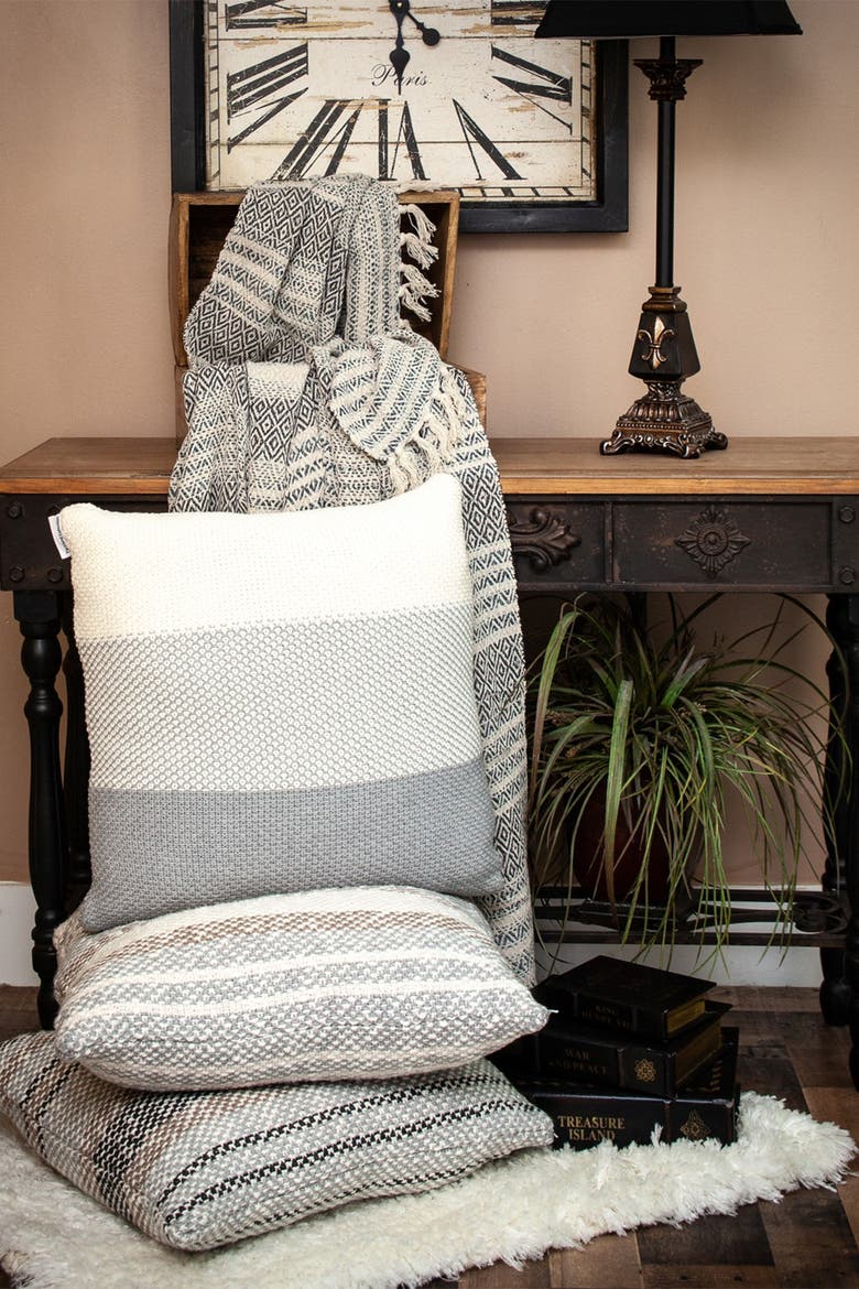 Ivy Transitional Beige 52" x 67" Woven Handloom Throw, Alternate, color, BEIGE