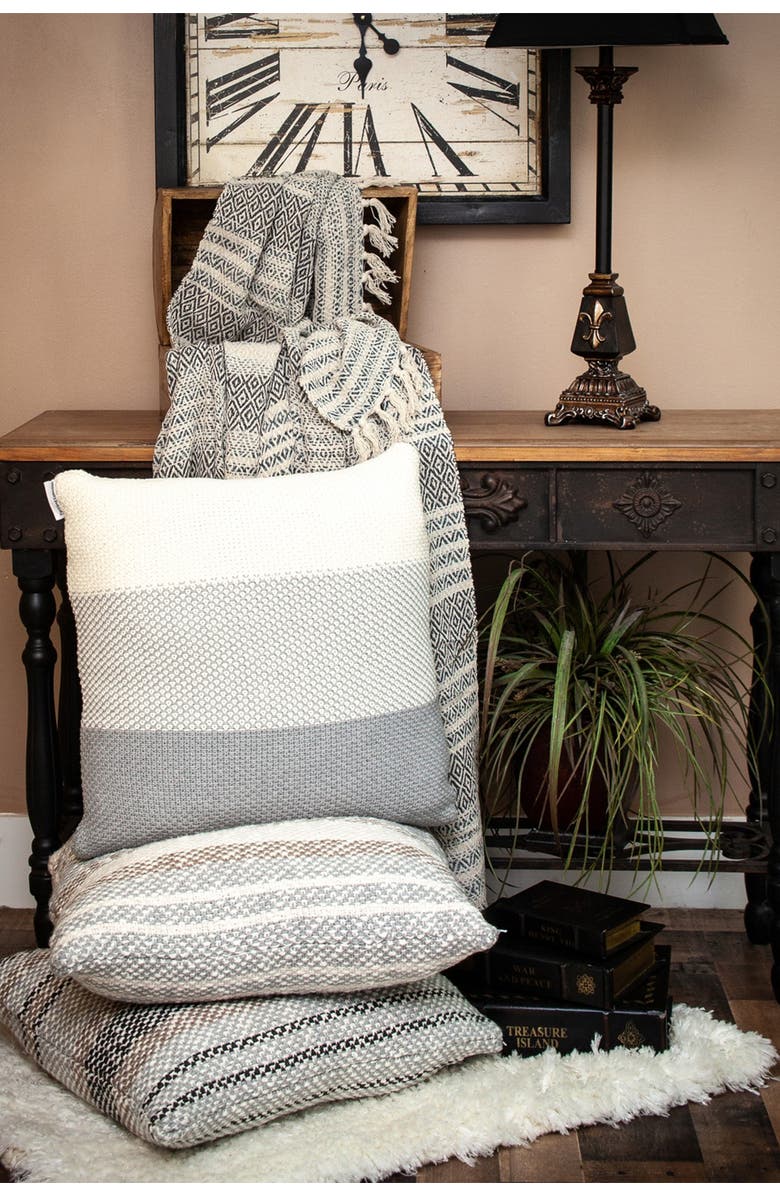 PARKLAND COLLECTION Ivy Transitional Beige 52" x 67" Woven Handloom Throw, Alternate, color, Beige