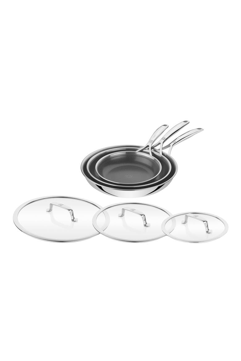 Peak 6-Piece Nonstick Stainless Steel Fry Pan Set, Main, color, STAINLESS STEEL