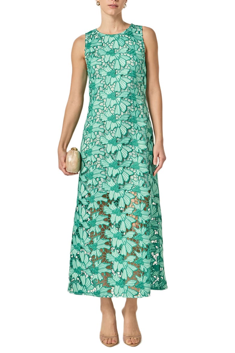 Floral Embroidered Sleeveless Maxi Dress, Main, color, KELLY GREEN