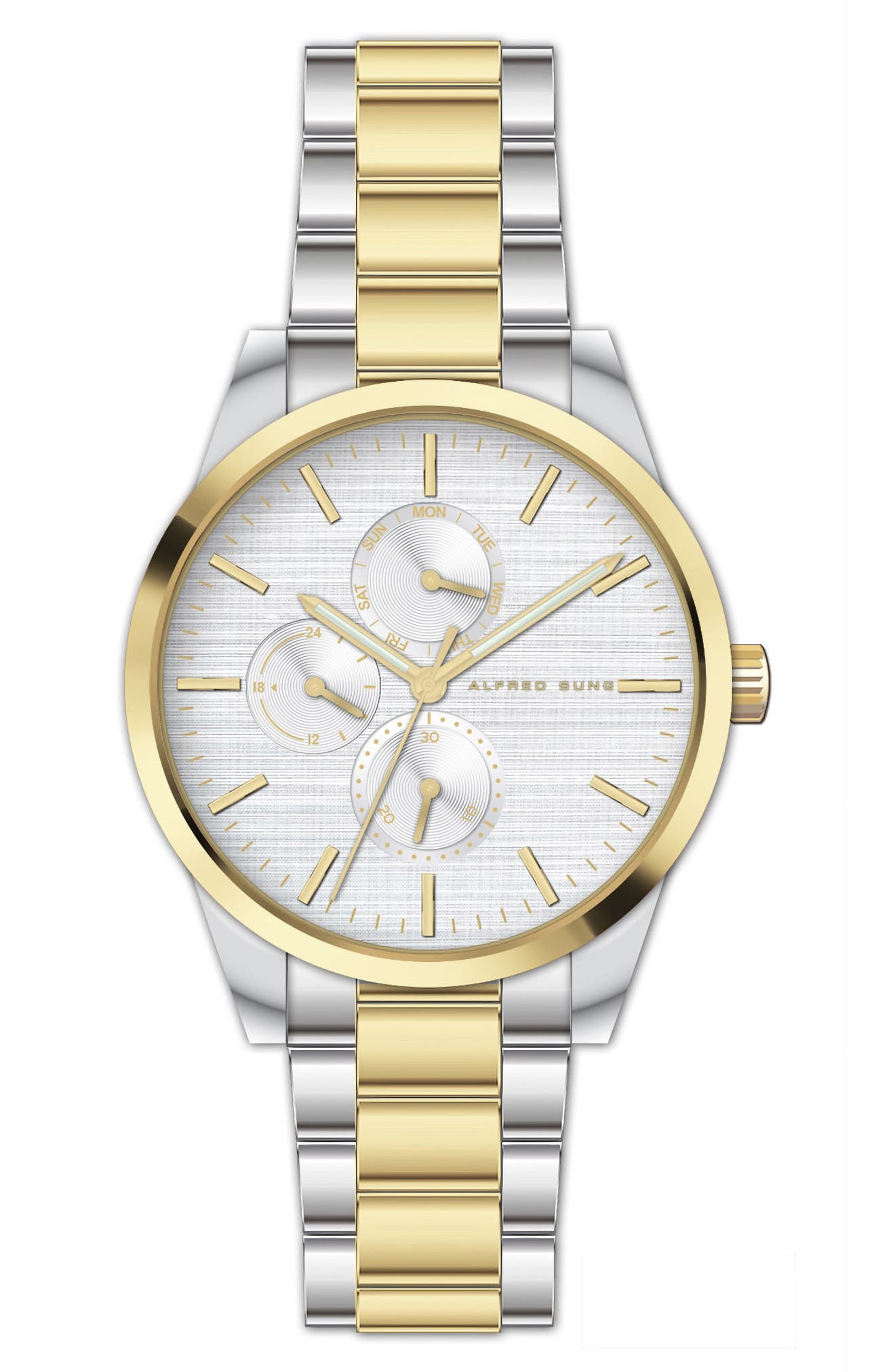 Two-Tone Bracelet Strap Multifunction Watch, 38mm