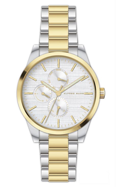 Two-Tone Bracelet Strap Multifunction Watch, 38mm