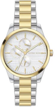 Alfred Sung Two-Tone Bracelet Strap Multifunction Watch, 38mm